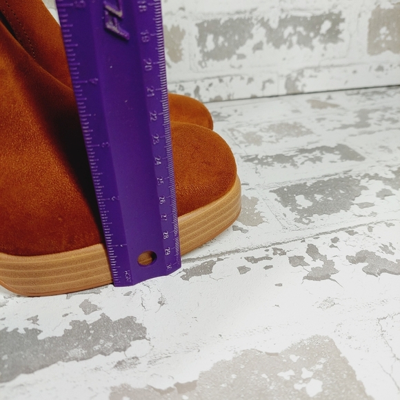 New BP Keyla Platform Brown Faux Suede Chunky Bootie X58 - Picture 7 of 13